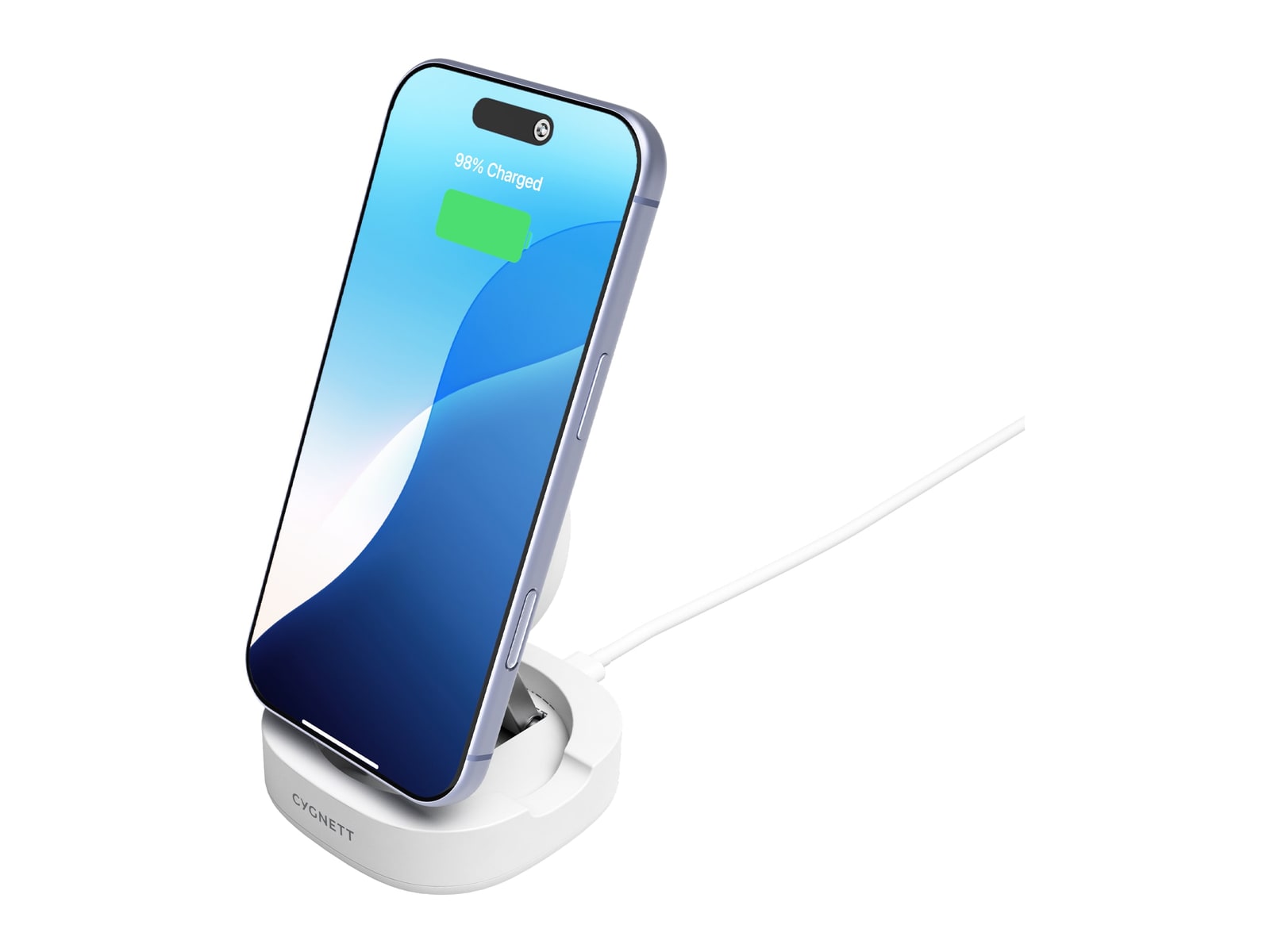 Cygnett - ChargeBase Qi2 Foldable Magnetic Wireless Charger - White Wireless Chargers