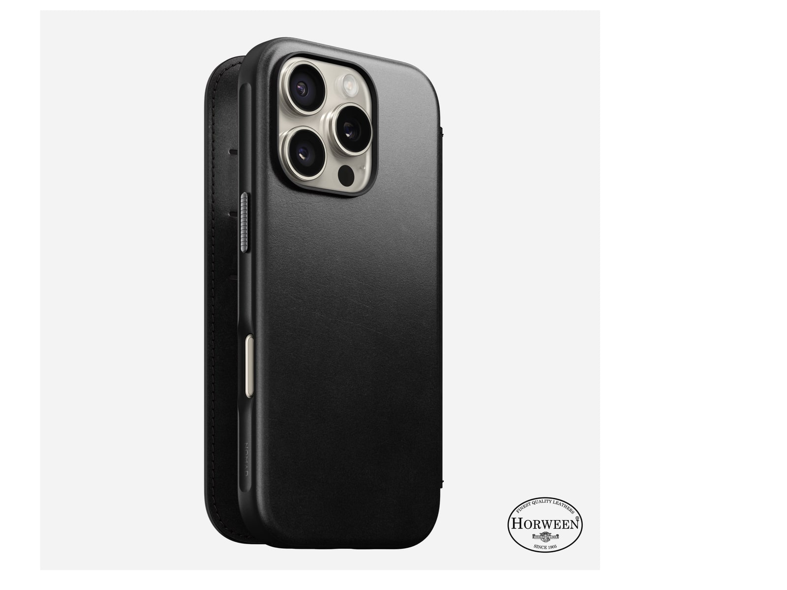 Nomad - Modern Leather Folio - iPhone 16 Pro - Black - Horween