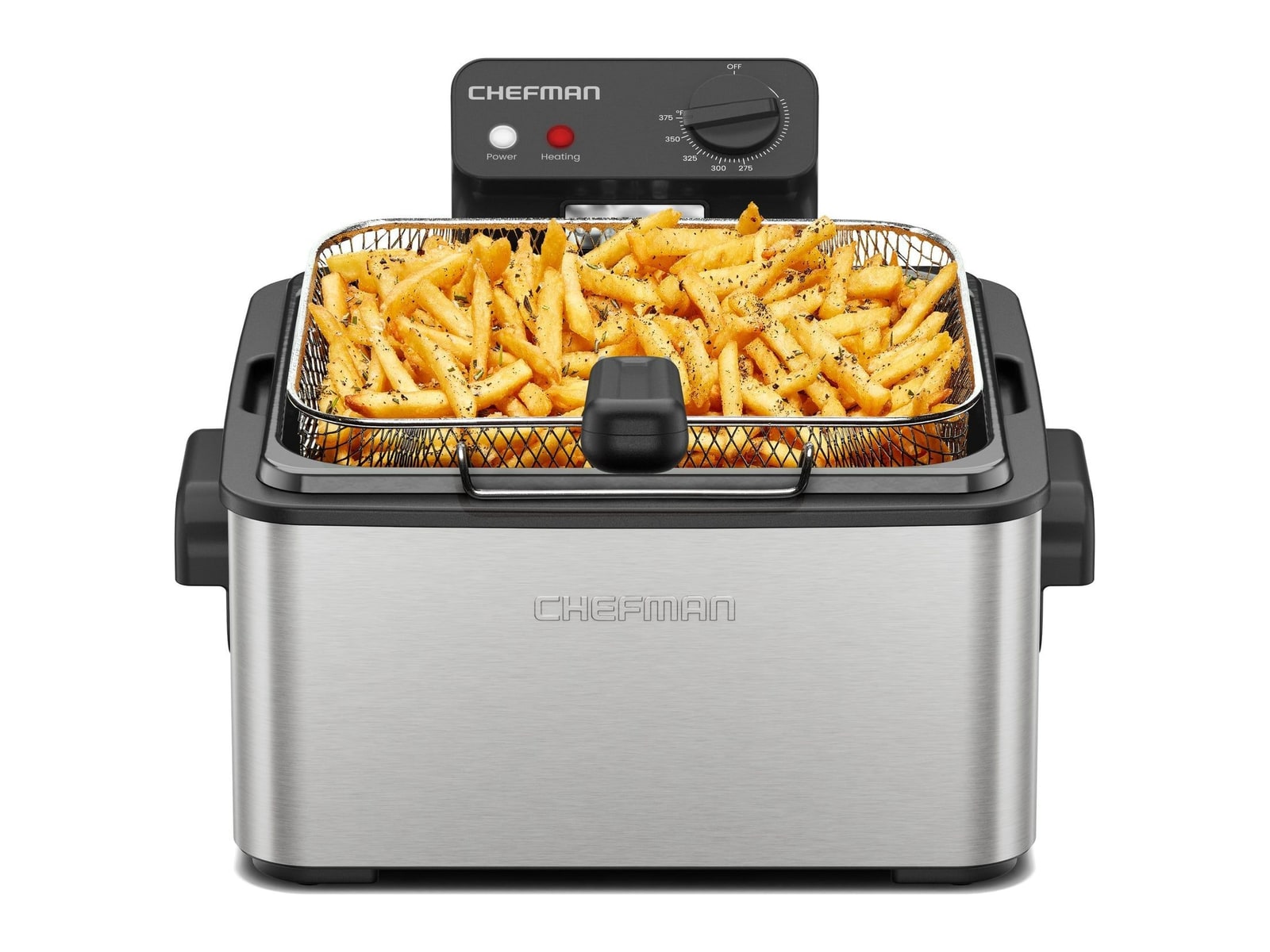Chefman - Jumbo Fry 4.5-Quart Deep Fryer Stainless Steel Air Fryers