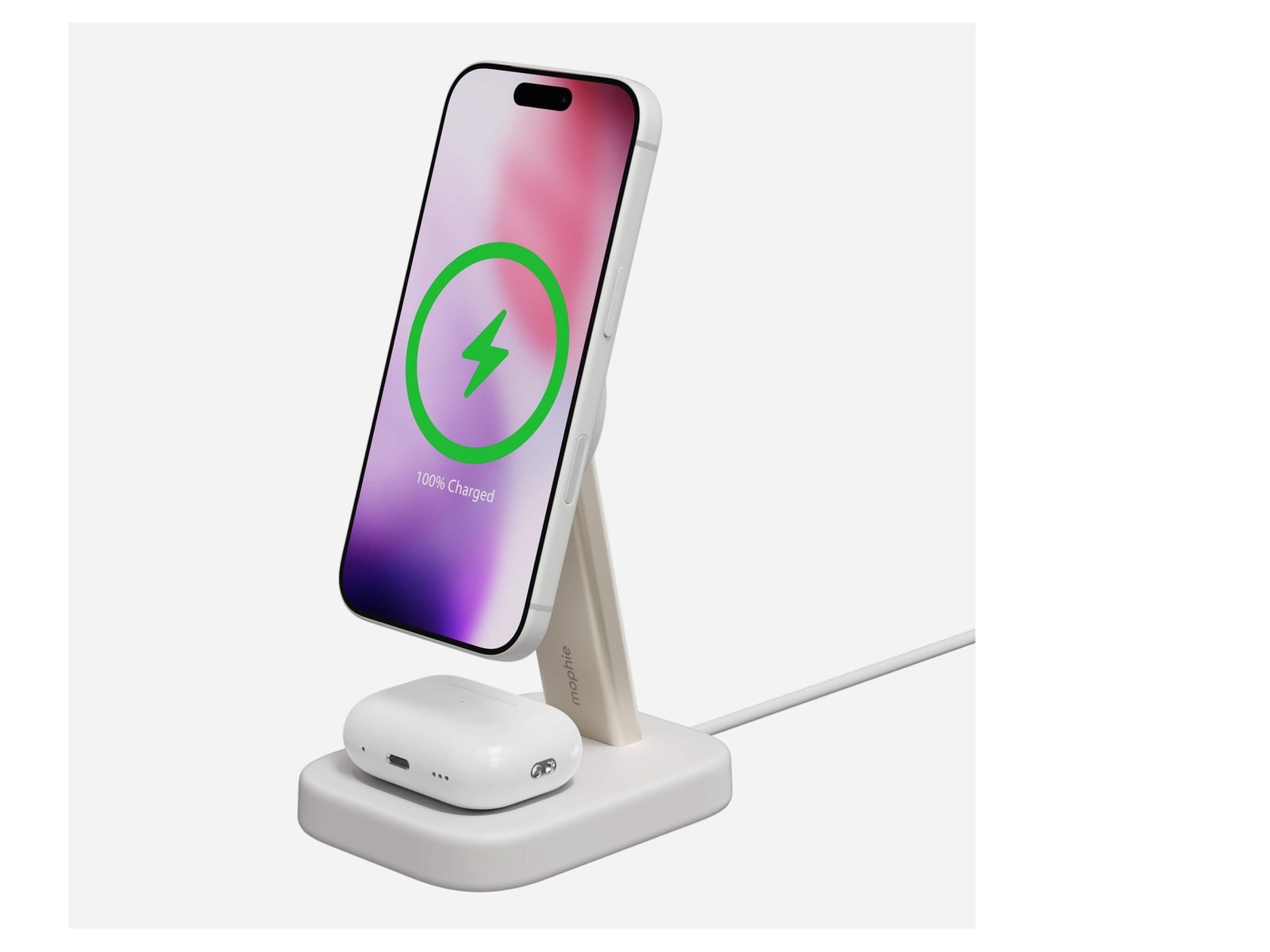 mophie - 2-in-1 Wireless Charging Stand for AirPods White Wireless Chargers