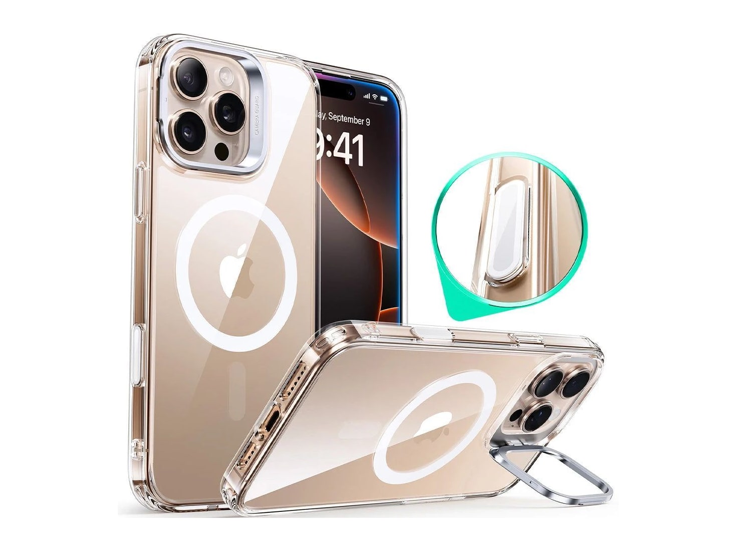 ESR - Classic Hybrid Magnetic Case (Camera Control, Stash Stand) - iPhone 16 Pro Max - Clear