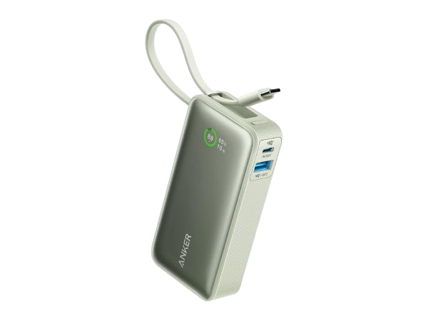 Anker - Nano Power Bank (30W, Built-In USB-C Cable) Green Power Banks