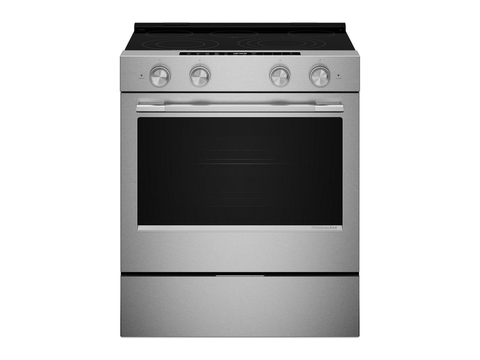 KitchenAid - 5.3 Cu. Ft. Slide-In Electric Range with Two Even-Heat Hyper Elements 30-Inch Wide in PrintShield Stainless Steel Ovens & Ranges