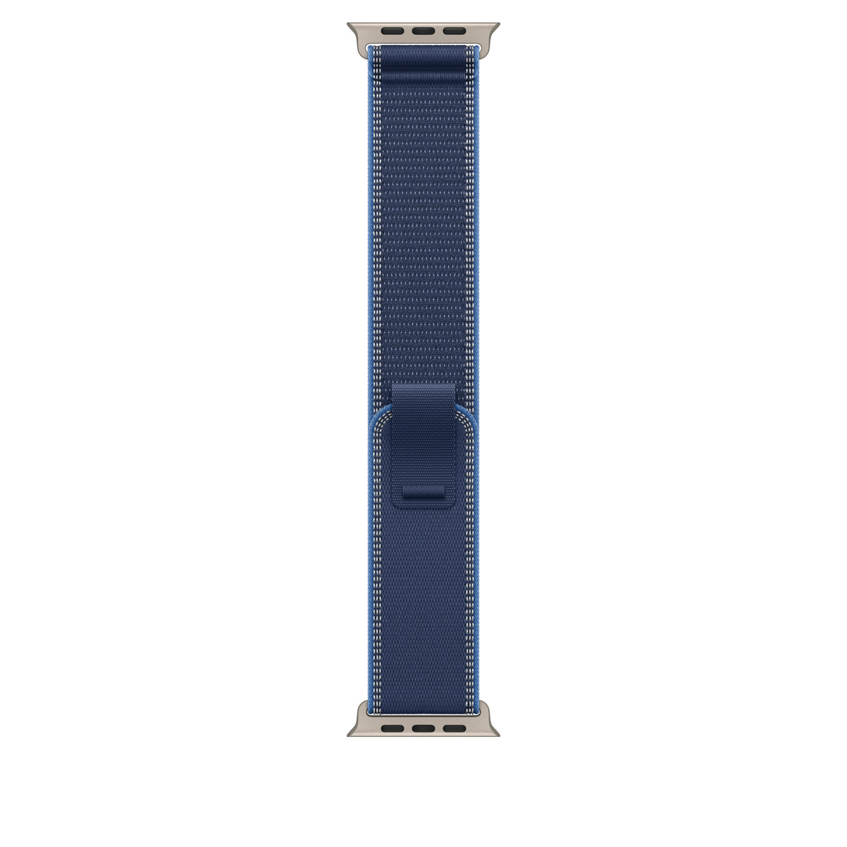 Apple - Apple Watch Trail Loop - 49mm - S/M - Natural Titanium Finish - Blue/Bright Blue