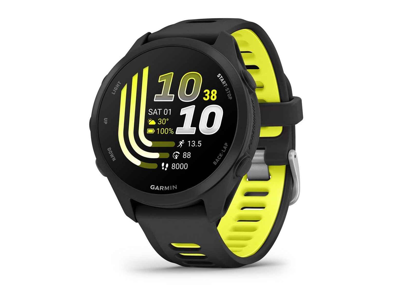 Garmin - Forerunner 170, Black with Black/Amp Yellow Band Smart Watches - Black