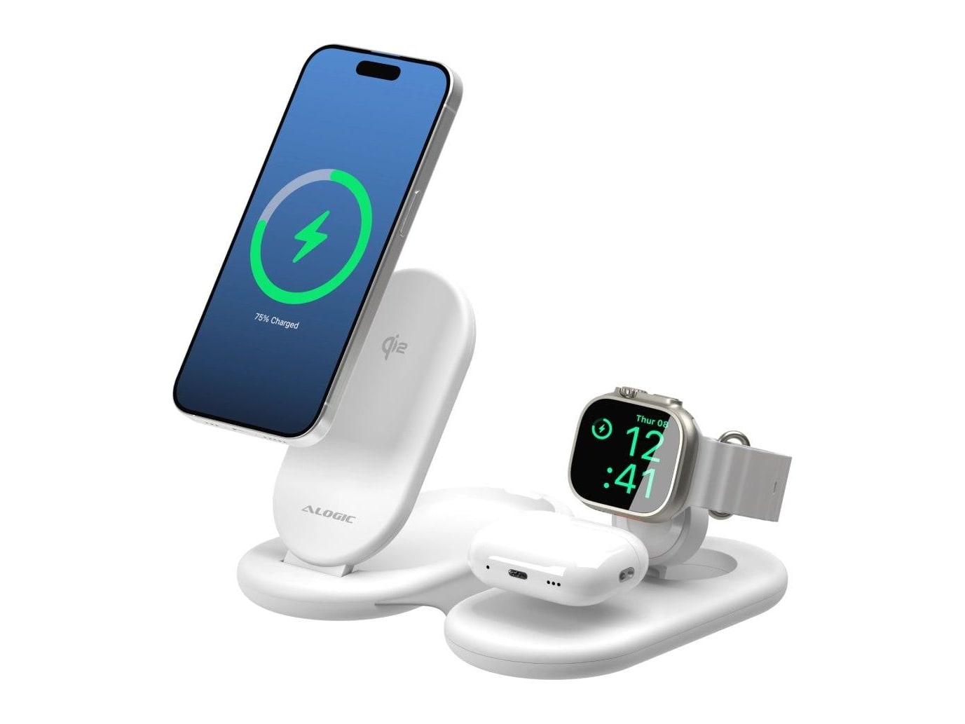 ALOGIC - PackAway 3-in-1 Qi2 White Wireless Chargers