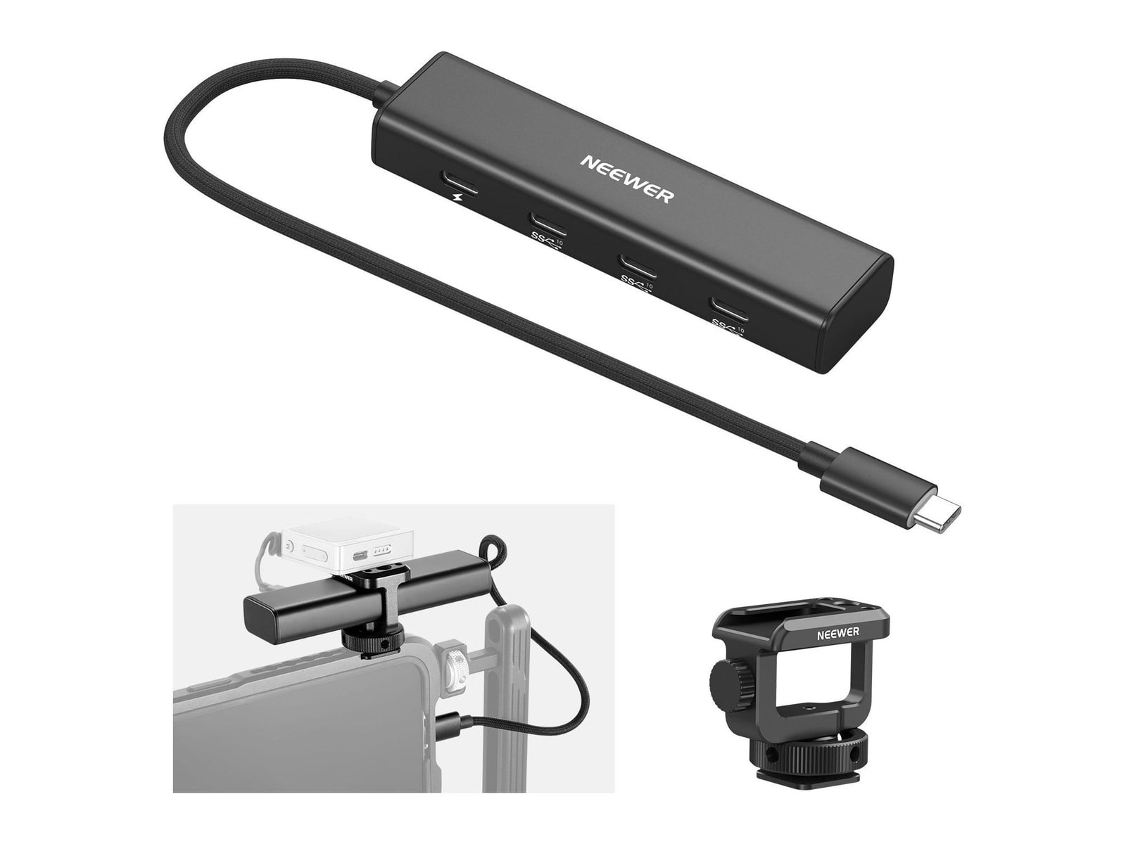 Neewer - PS020E 4 In 1 USB C Hub 3.1 Gen2 100W PD with Cold Shoe Adapter Camera Accessories