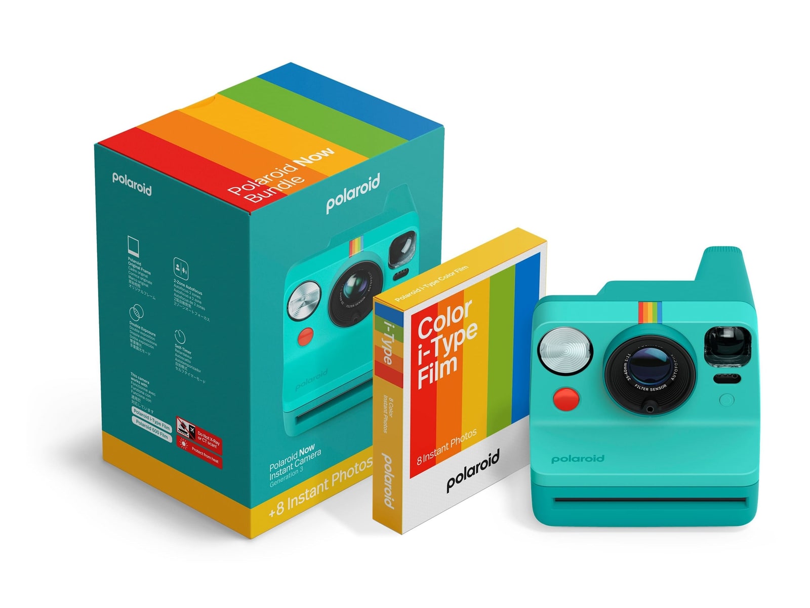 Polaroid - Now Instant Camera Generation 3 + Color Film Bundle (8 Photos) Instant Cameras Bundle - Teal