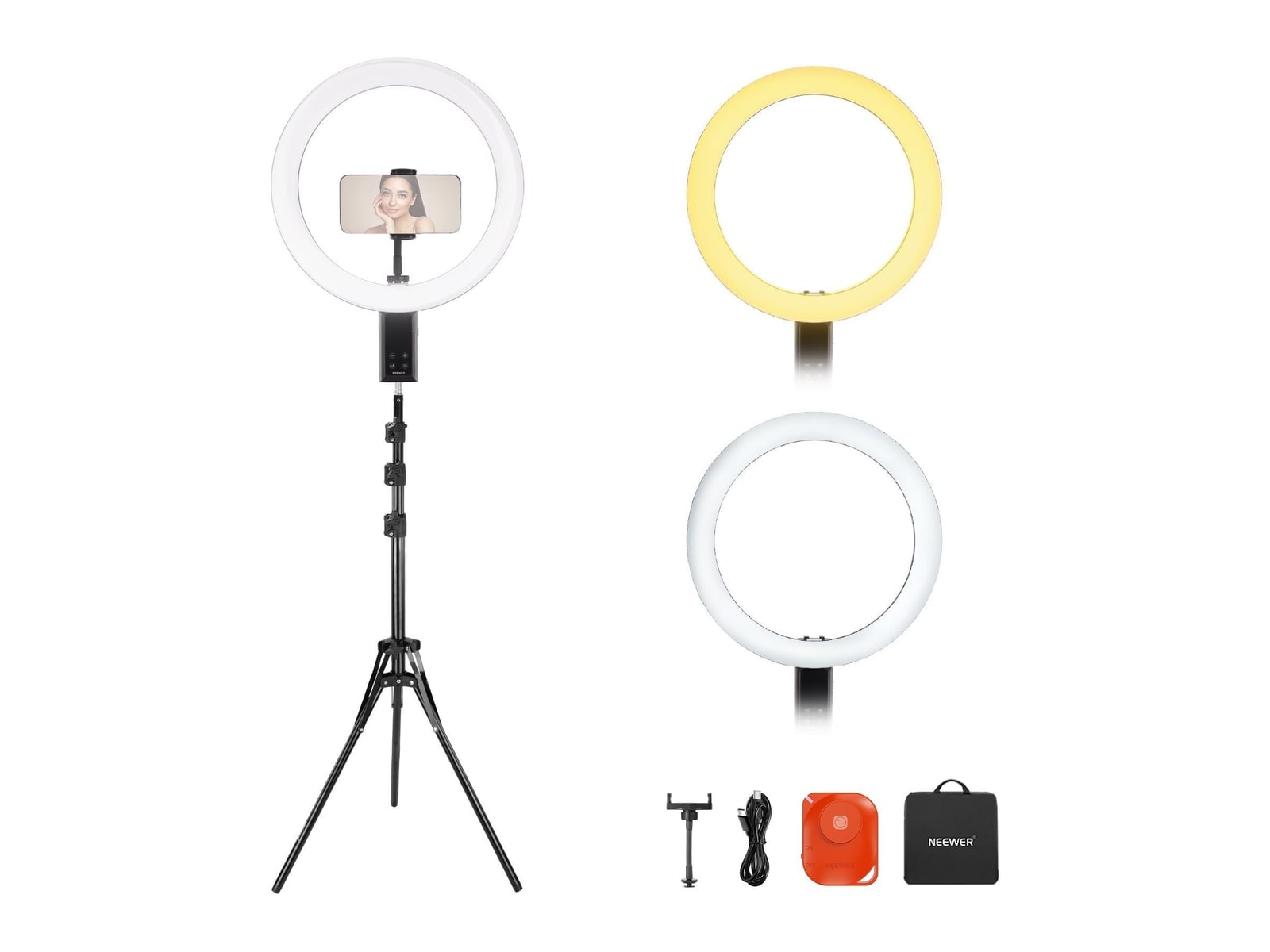 Neewer - RB12B 12" Cordless Bi-Color Ring Light Camera Accessories