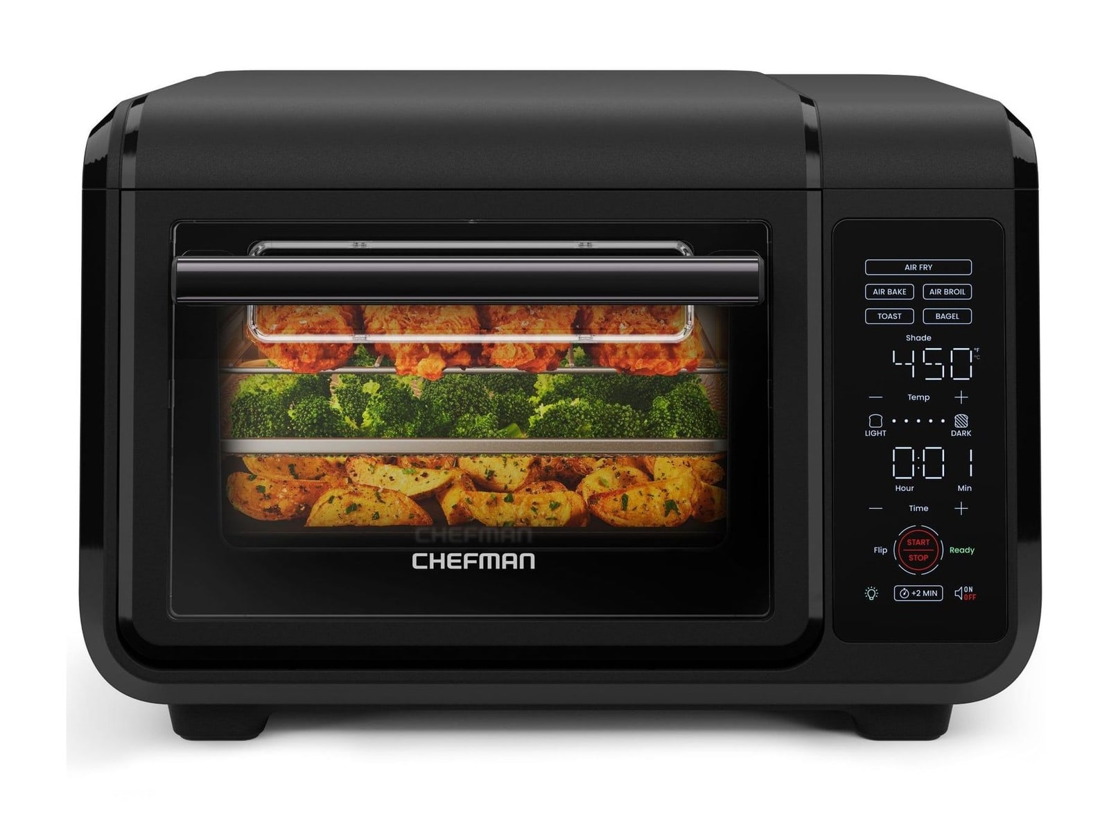 Chefman - EasyAir 15-Quart Toaster Oven Air Fryer Black Toasters & Ovens