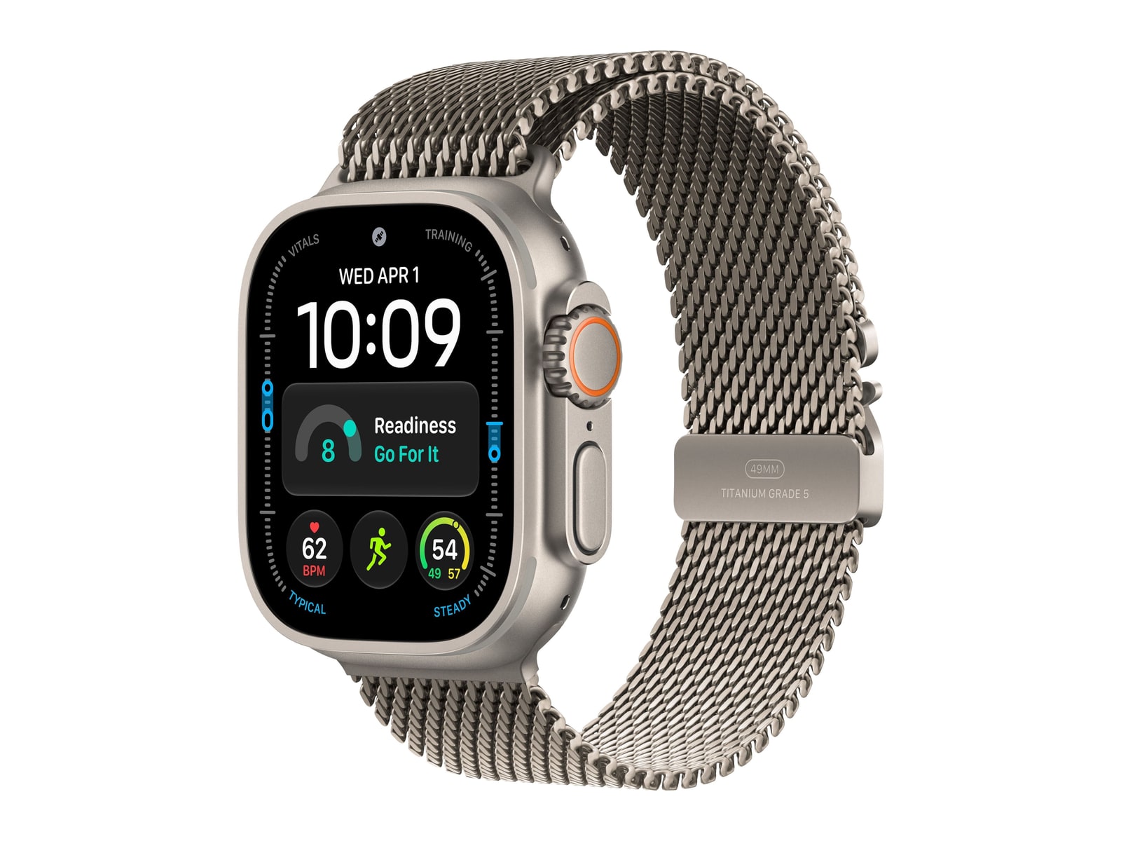 Apple Watch Ultra 4 GPS + Cellular 49mm Natural Titanium Case with Natural Titanium Milanese Loop - L
