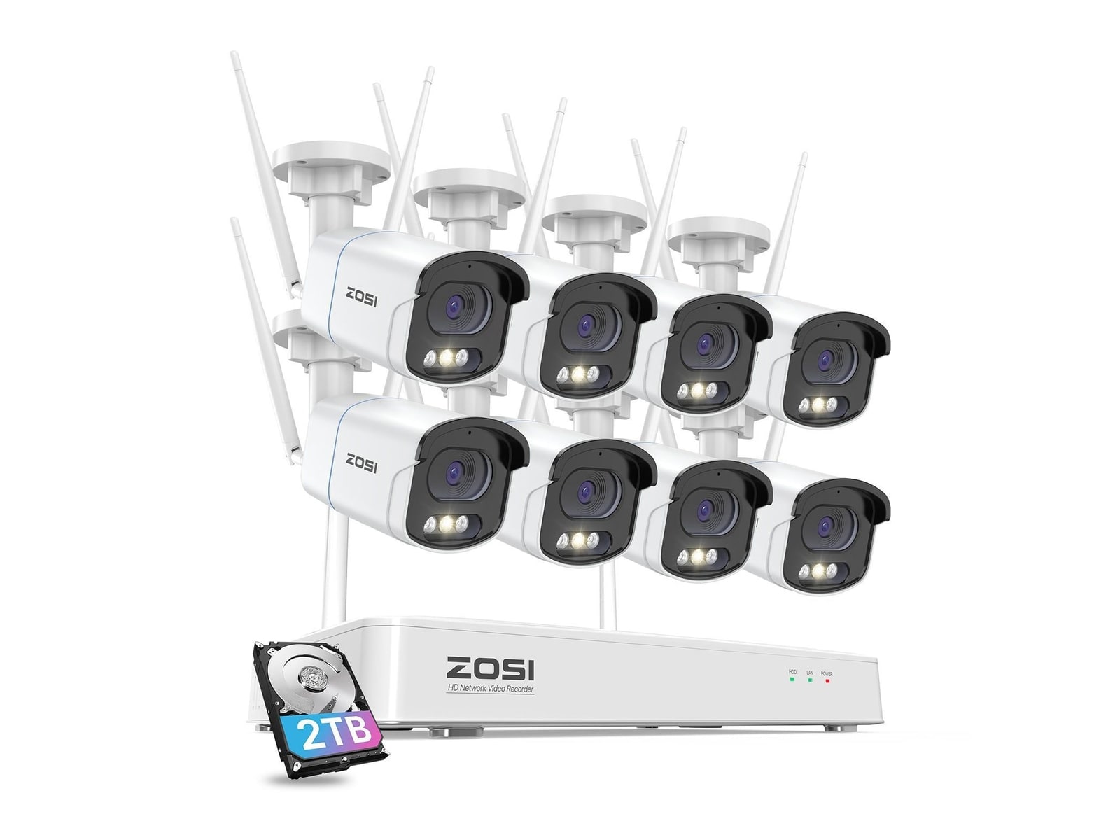 ZOSI - C186 4MP Wireless WiFi Security System - 8-Camera Security Cameras