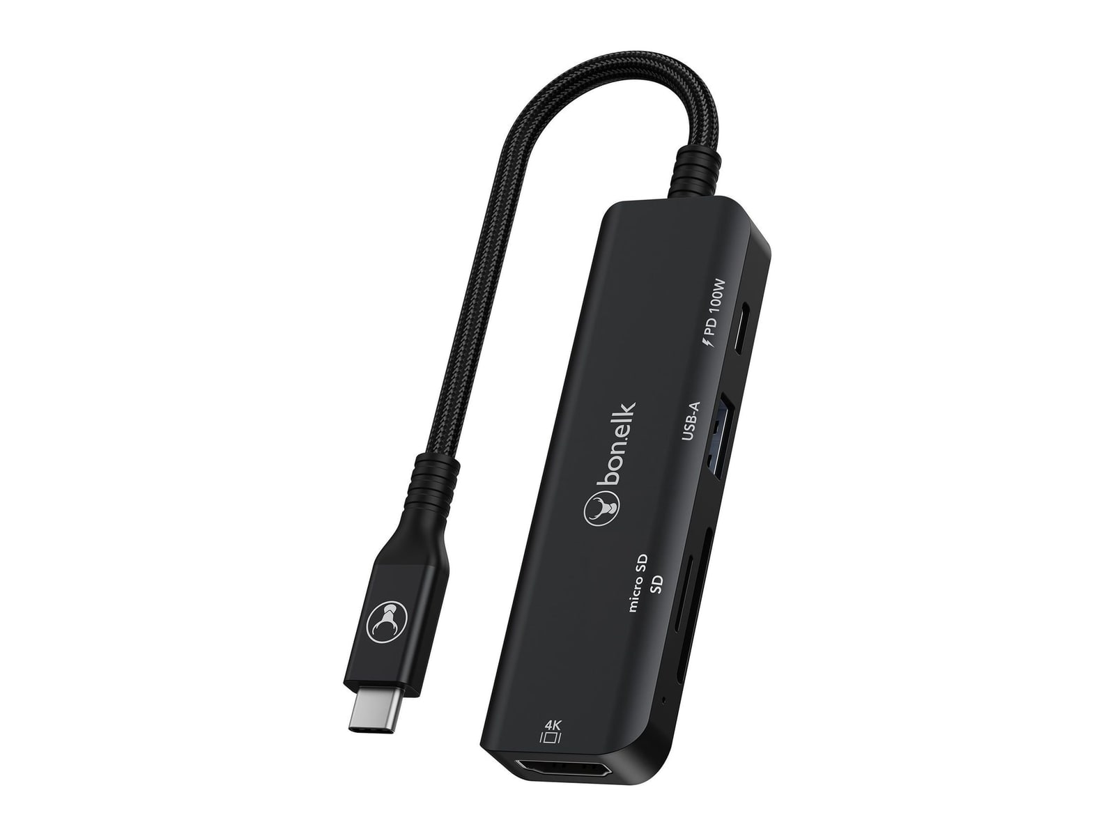 Bonelk - Long-Life USB-C 5-in-1 Multiport USB Hubs - Black