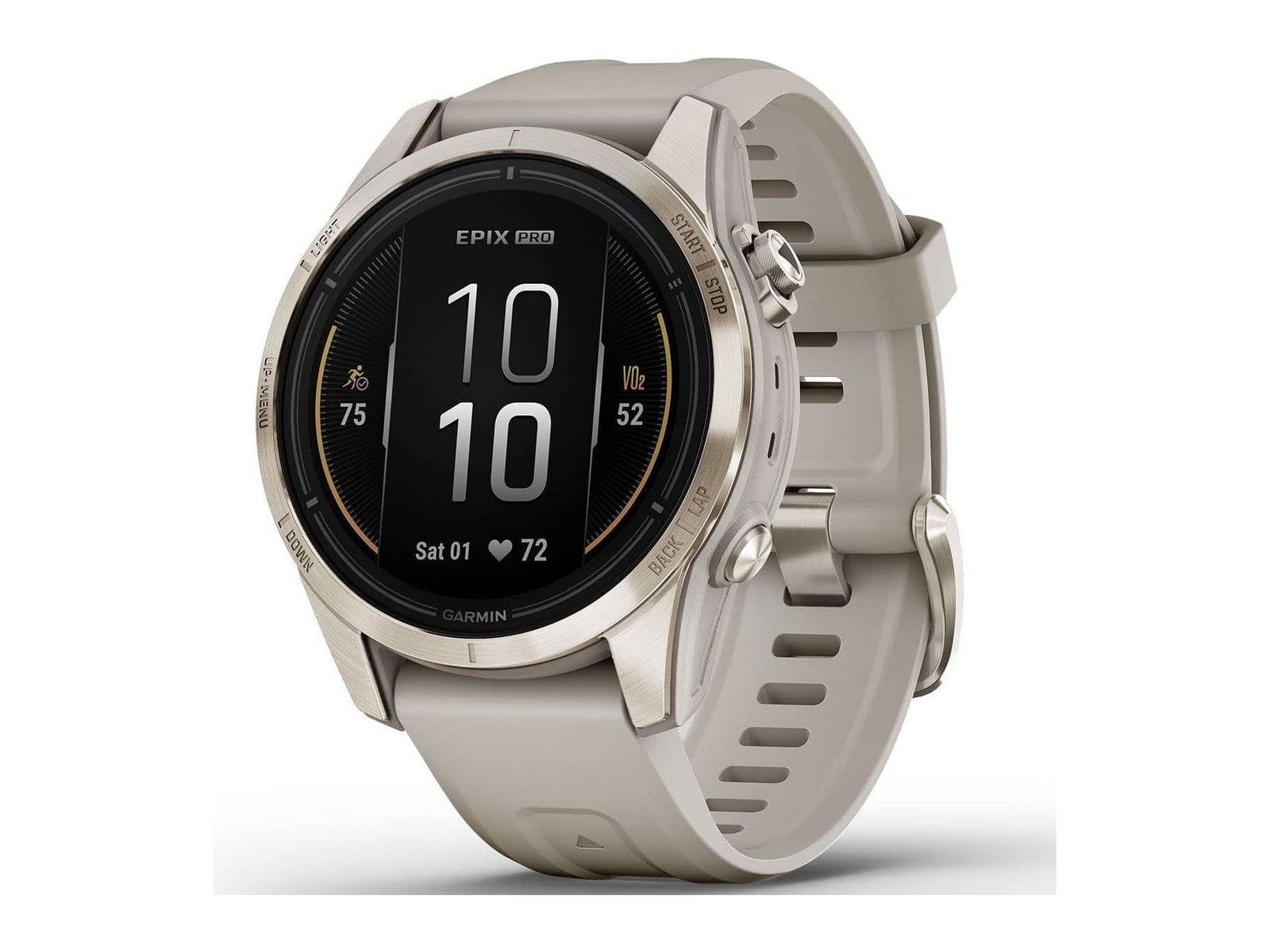 Garmin - Epix Pro (Gen 2) 42mm, Sapphire, Soft Gold Steel, Light Sand Smart Watches - Gold