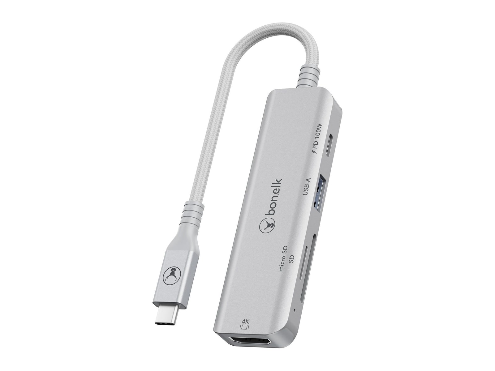 Bonelk - Long-Life USB-C 5-in-1 Multiport USB Hubs - Silver