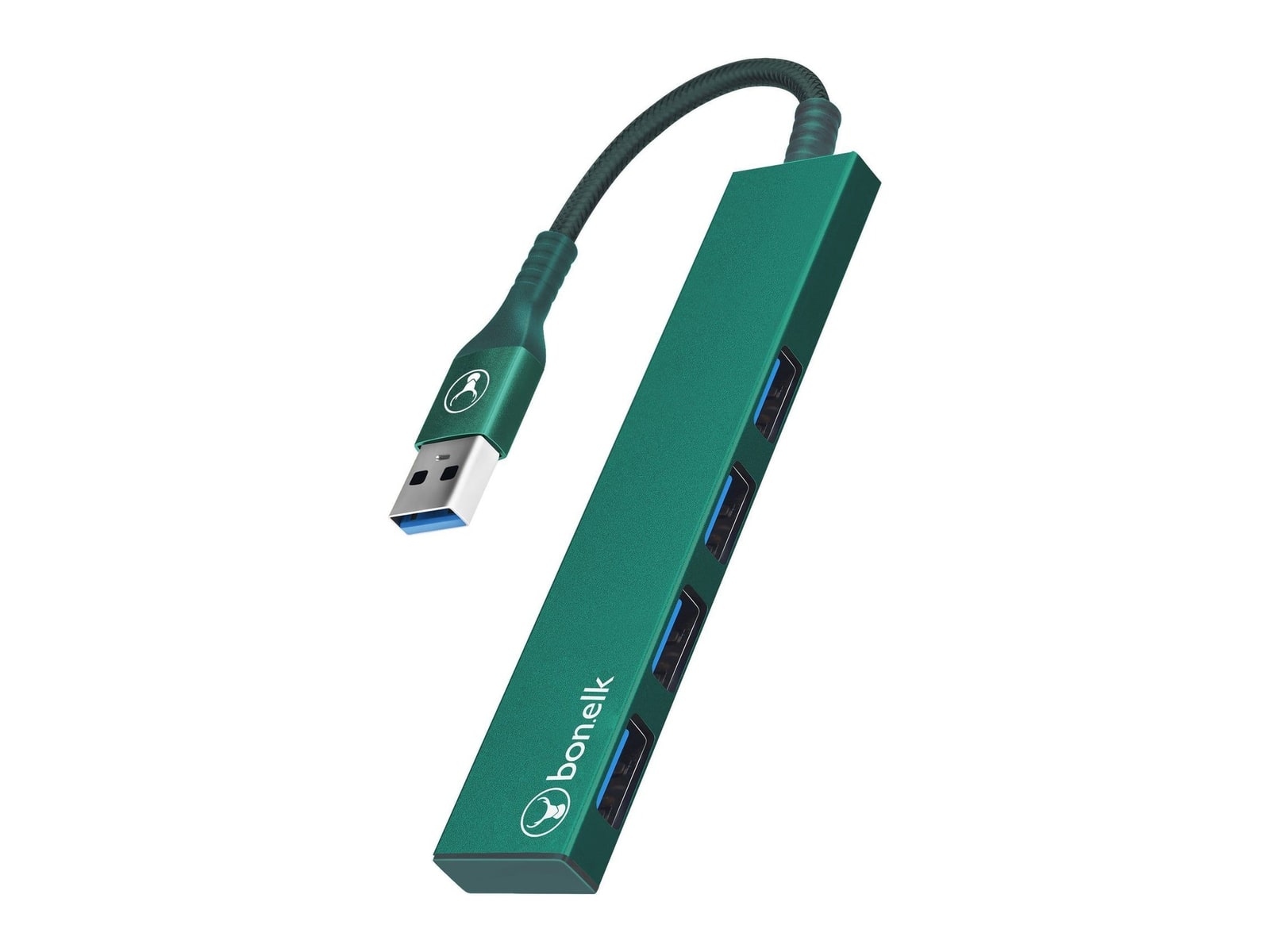 Bonelk - Long-Life USB-A to 4-Port USB 3.0 Slim USB Hubs - Green