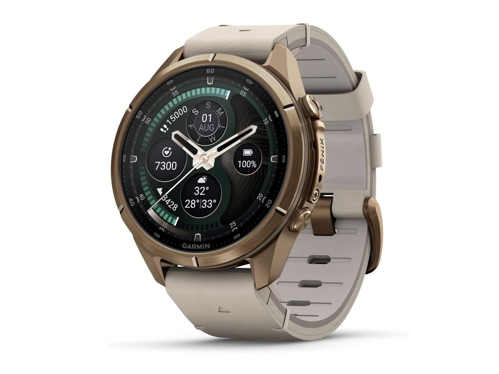 Garmin - fenix 9 Pro 43mm inReach AMOLED GPS (Autumn Gold Titanium, Bone Leather) Smart Watches - Gold