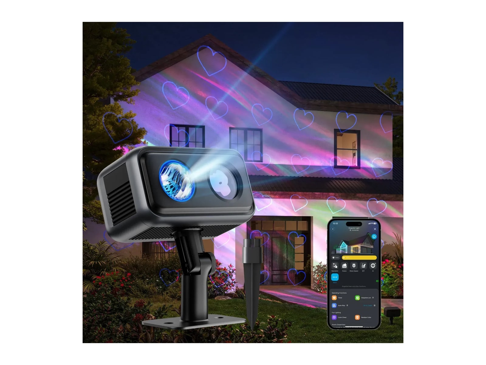 Govee - Outdoor Projector Light Smart Lighting - Black