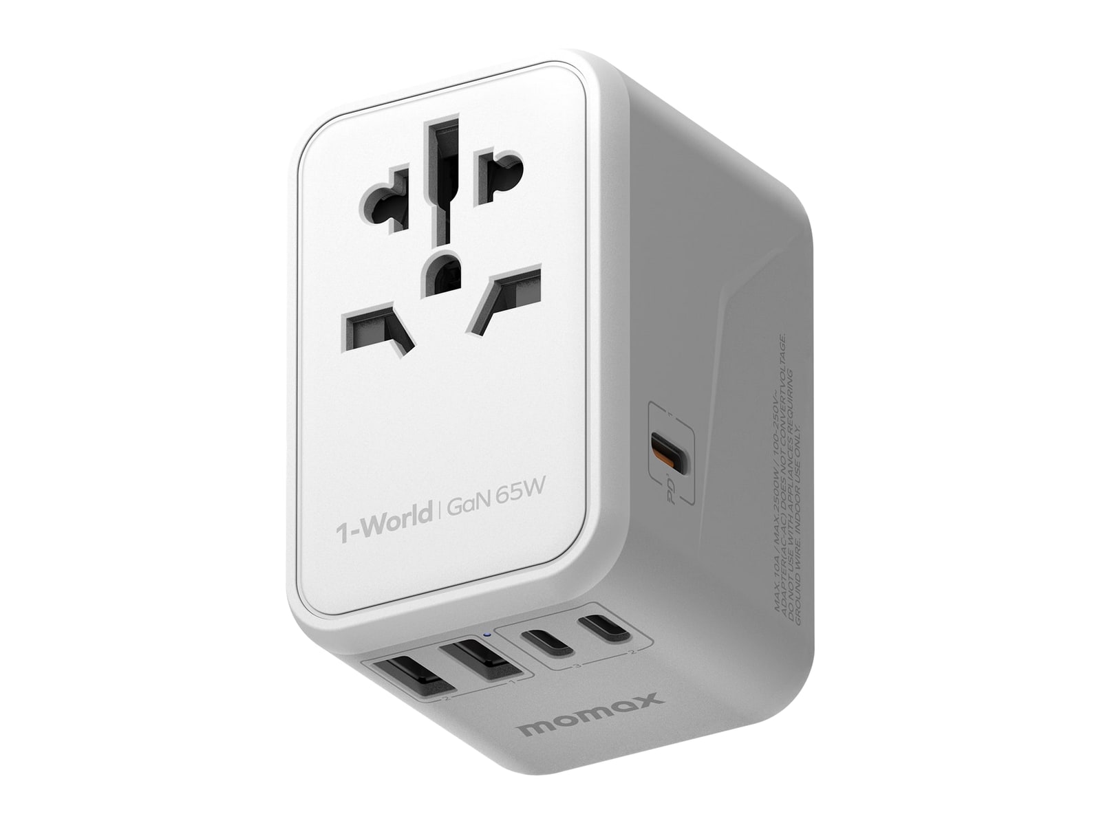 MOMAX - 1-World Universal 5-Port Travel GaN Charger 65W White Wall Chargers