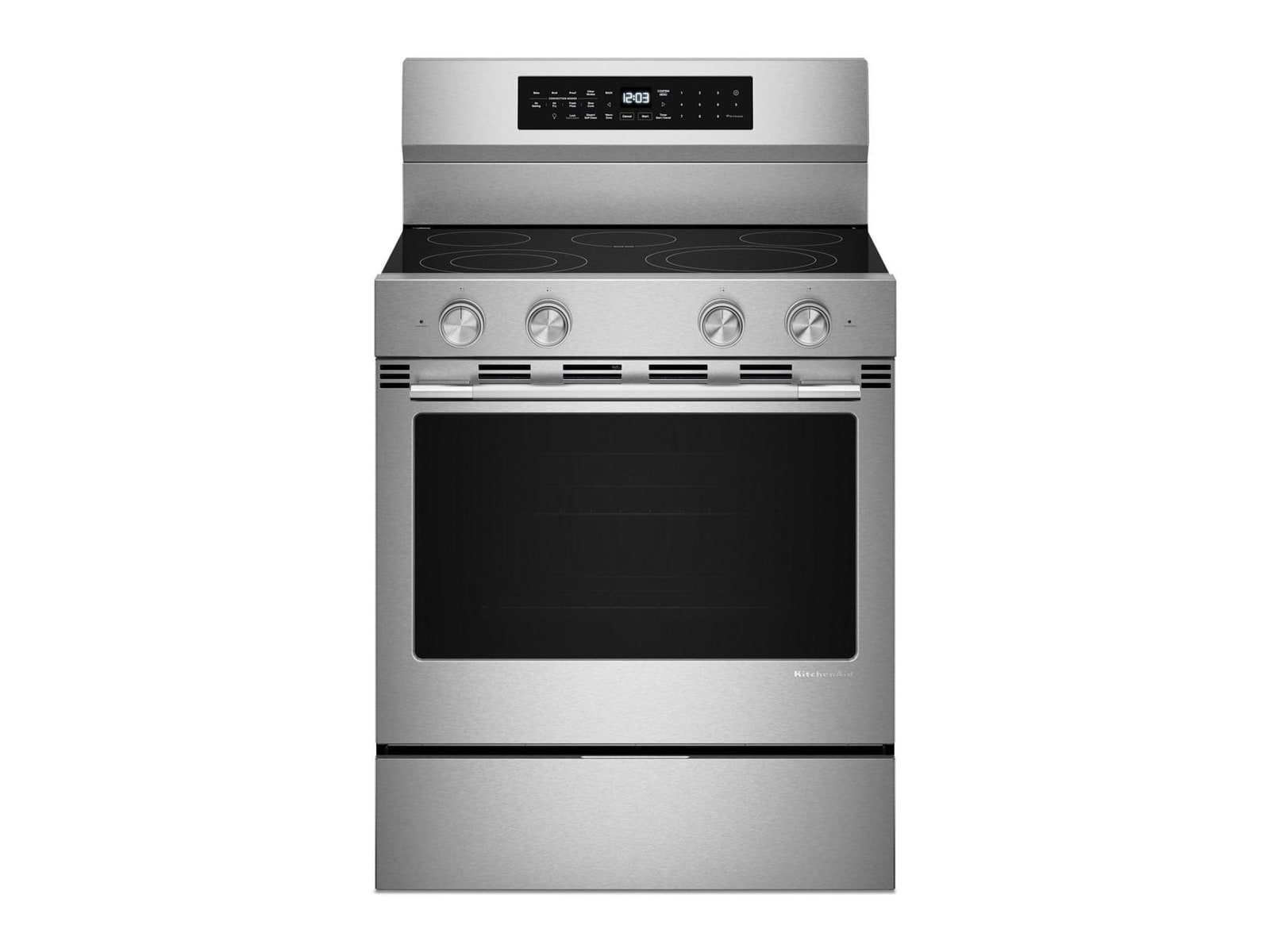 KitchenAid - 5.3 Cu. Ft. Freestanding Electric Range with Convection Cooking Modes 30-Inch Wide in PrintShield Stainless Steel Ovens & Ranges