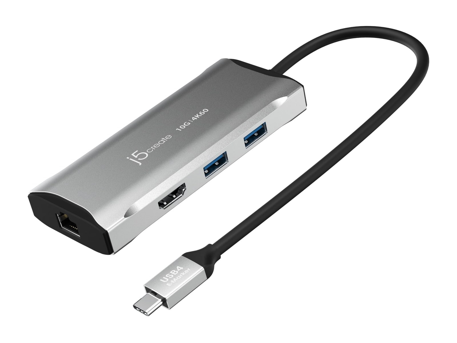 j5create - 4K60 Elite USB-C 10Gbps Travel Dock Docking Stations - Gray