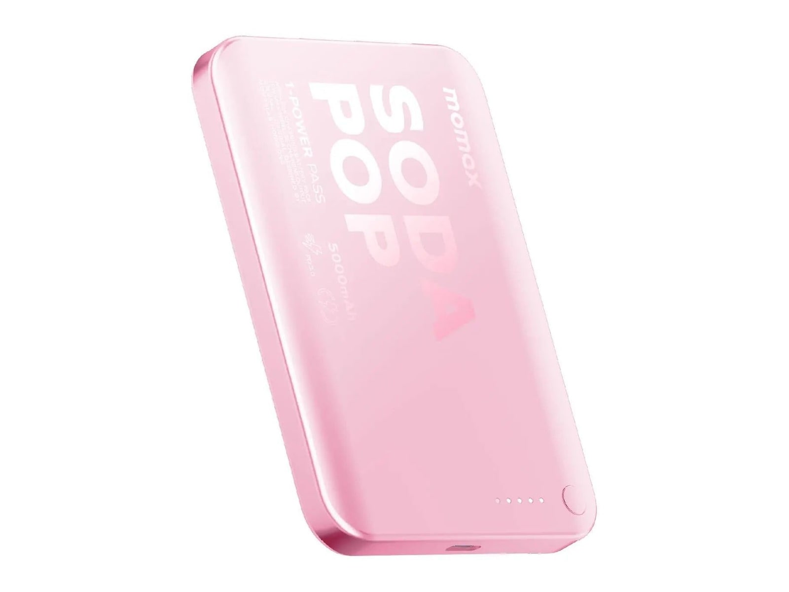 MOMAX - 1-Power Pass 5000mAh Magnetic Wireless Charging Battery Pack Pink Power Banks