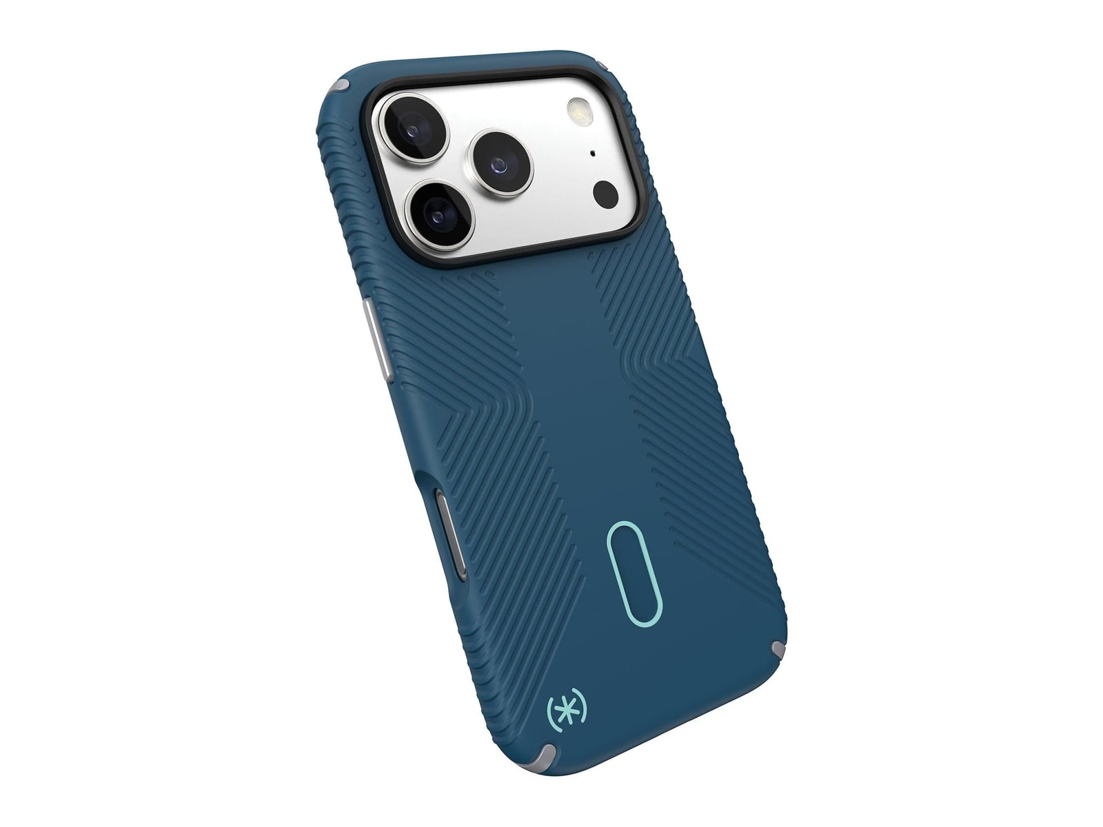 Speck - Presidio2 Grip MagSafe with ClickLock - iPhone 17 Pro - Deep Sea/Silver Metallic