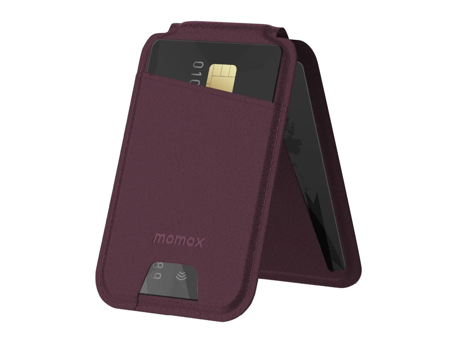 MOMAX - 1-Wallet Magnetic Card Holder - Dusky Cherry
