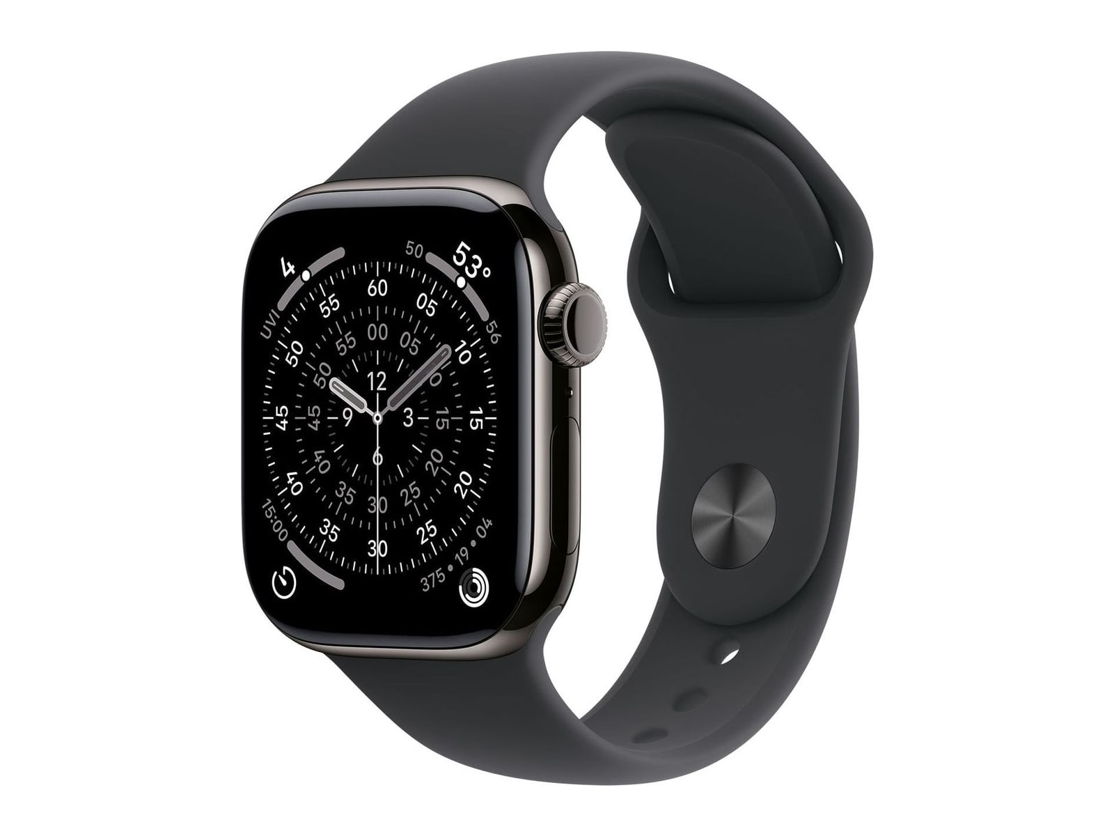 Apple - Apple Watch Series 11 (GPS + Cellular) 42mm Slate Titanium Case with Black Sport Band - M/L - Slate Titanium