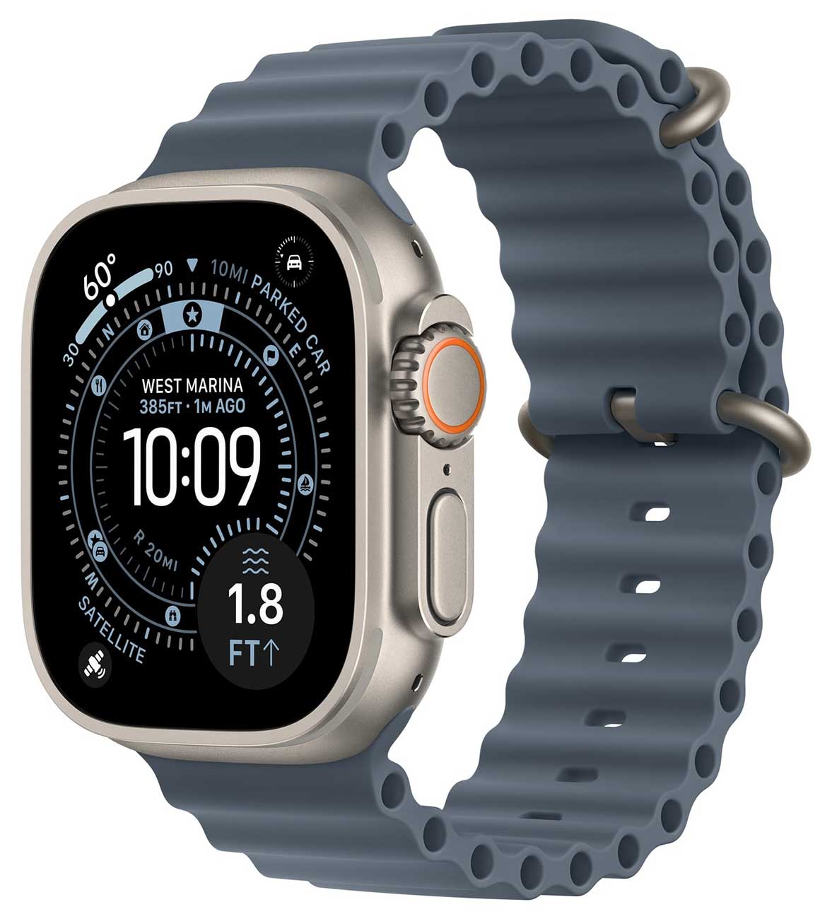 Apple - Apple Watch Ultra 3 (GPS + Cellular) 49mm Natural Titanium Case with Anchor Blue Ocean Band - Natural Titanium
