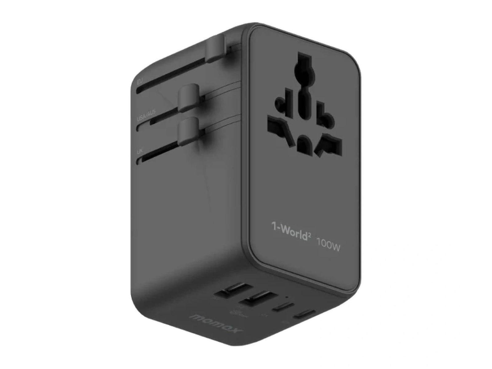 MOMAX - 1-World2 Universal 4-Port Travel GaN Charger 100W Black Wall Chargers