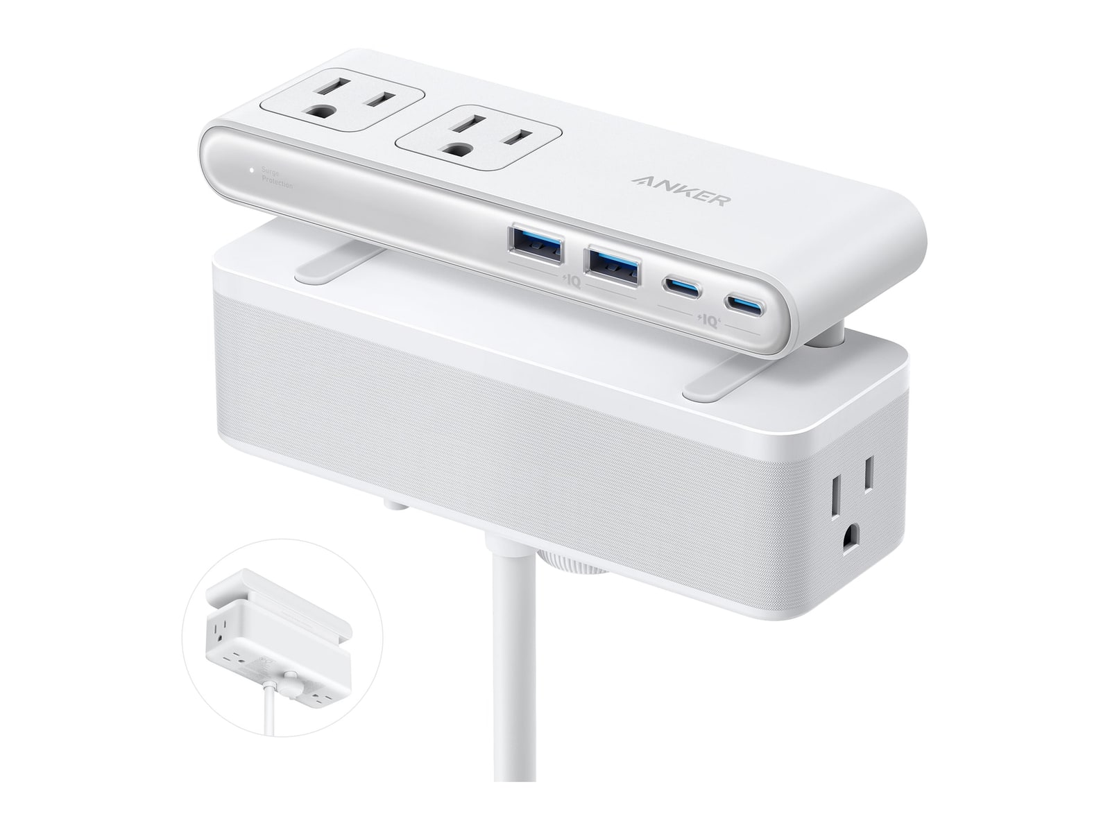 Anker - Nano Power Strip (10-in-1, 70W, Clamp) White Wall Chargers