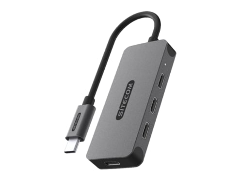 Sitecom - CN-5015 USB-C to 4x USB-C 10 Gbps Power Delivery Hub USB Hubs - Gray