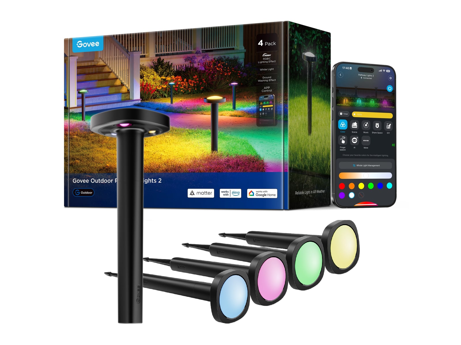 Govee - Outdoor Pathway Lights 2 4 Pack Smart Lighting
