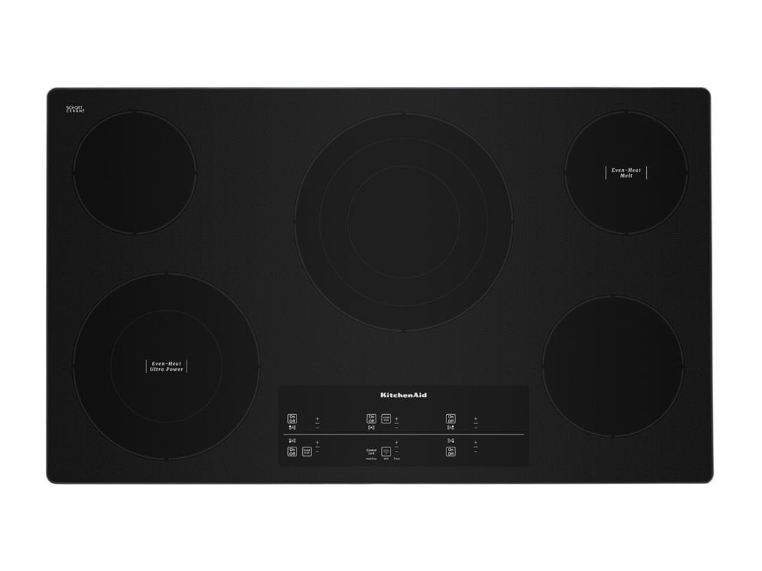 KitchenAid - 36-Inch Electric Cooktop with 5 Elements and Touch-Activated Controls In Black with Stainless Trim Cooktops