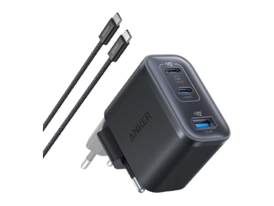 Anker - Nano Charger (70W, 3 Ports) Black Wall Chargers