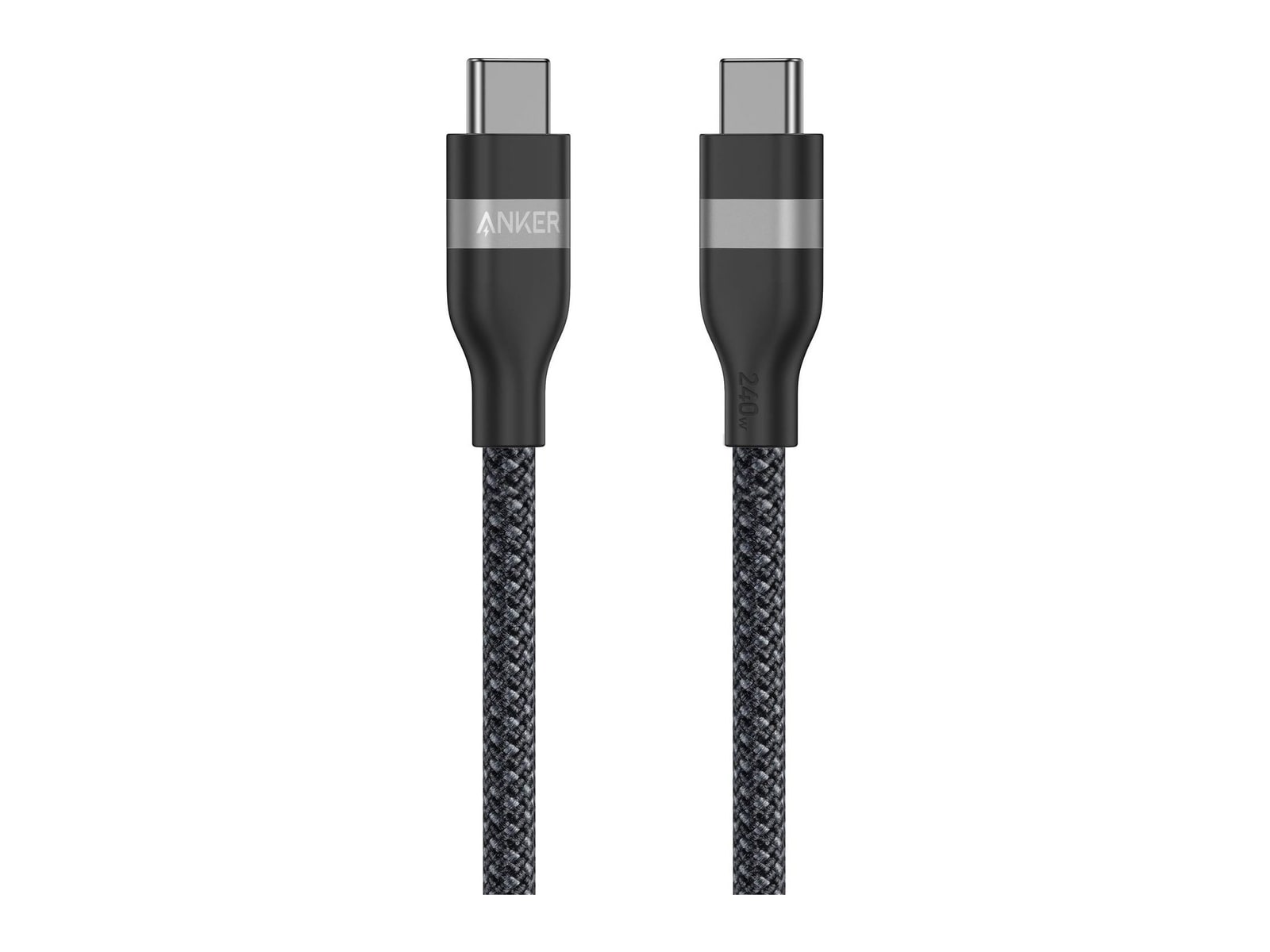Anker - USB-C to USB-C Cable (240W, Upcycled-Braided) 3 ft Black Charging Cables
