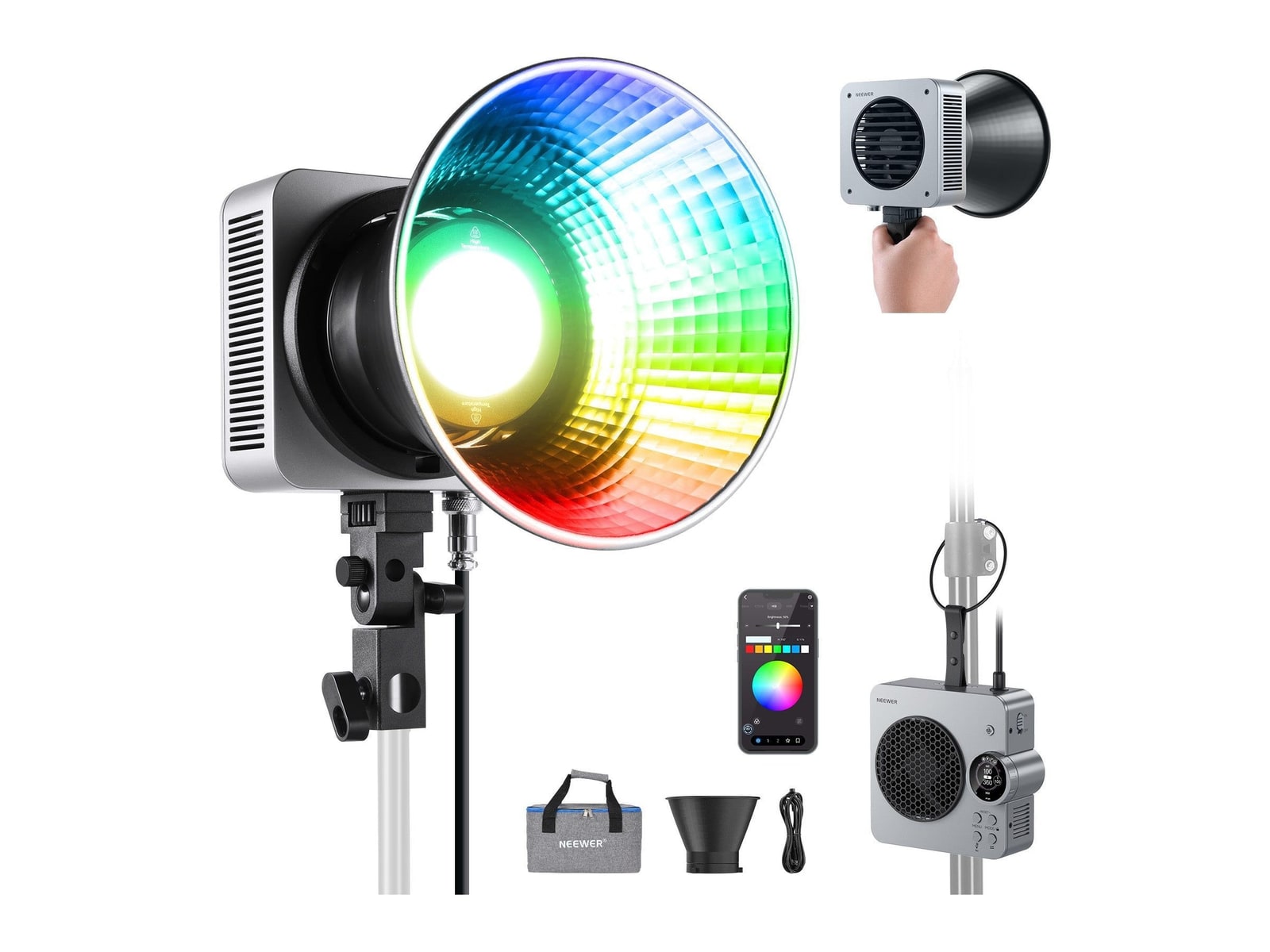 Neewer - HS200C 280W Portable RGB LED Video Light Camera Accessories
