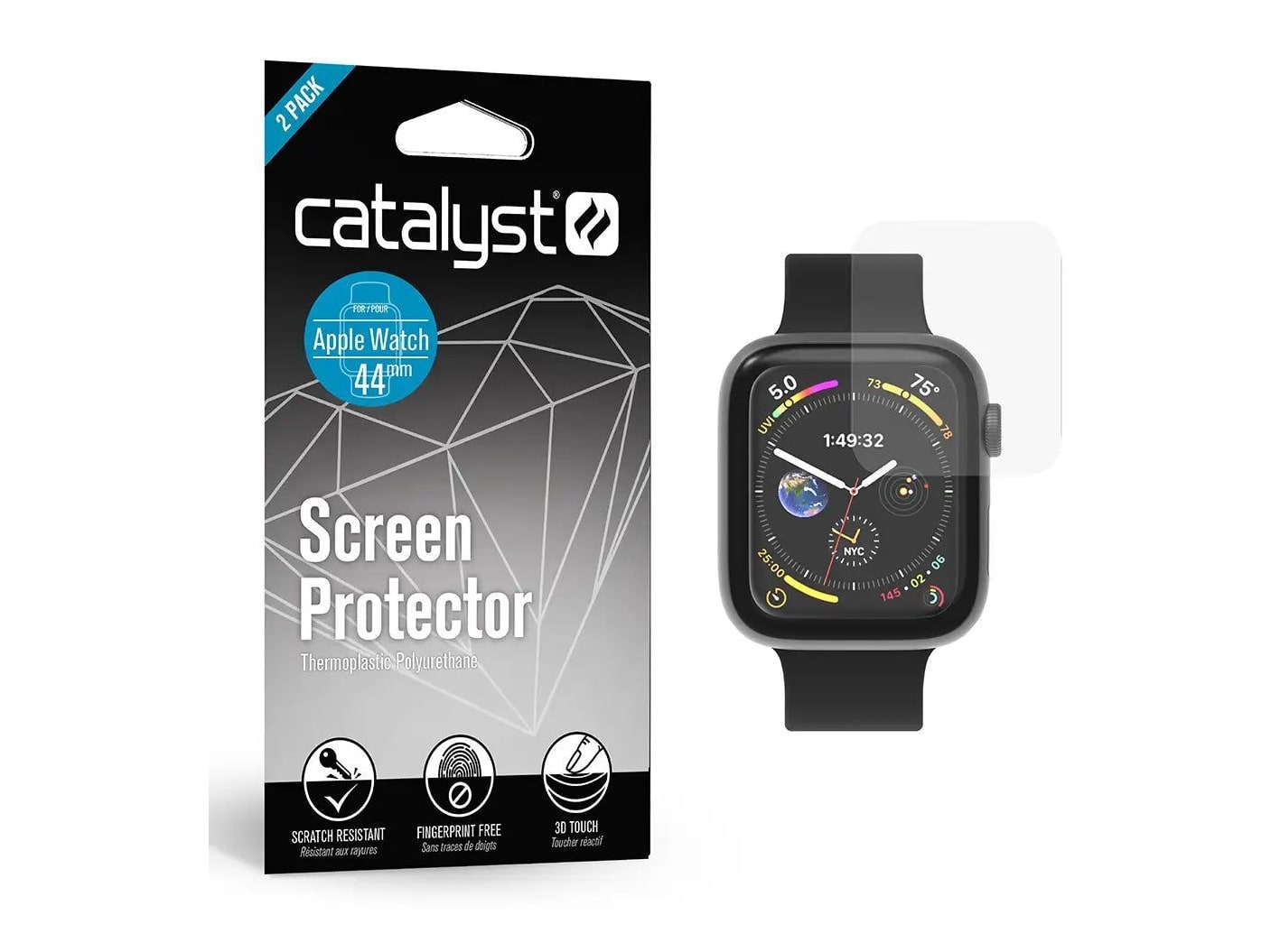 Catalyst - Screen Protector (2-Pack) - Apple Watch 44mm (Series SE 3 / SE 2 / 6 / 5 / 4) - Clear