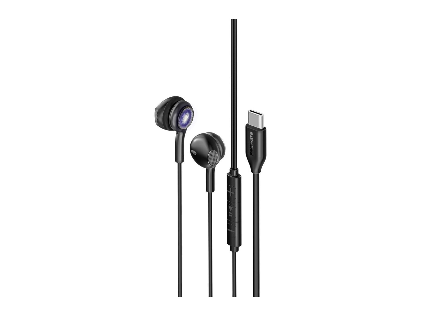 Promate - LumiBuds-C In-Ear Headphones - Black