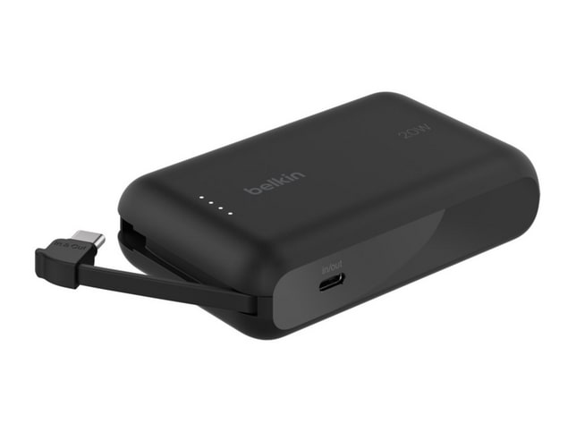 Belkin - BoostCharge Power Bank 10K with Integrated Cable Black Power Banks