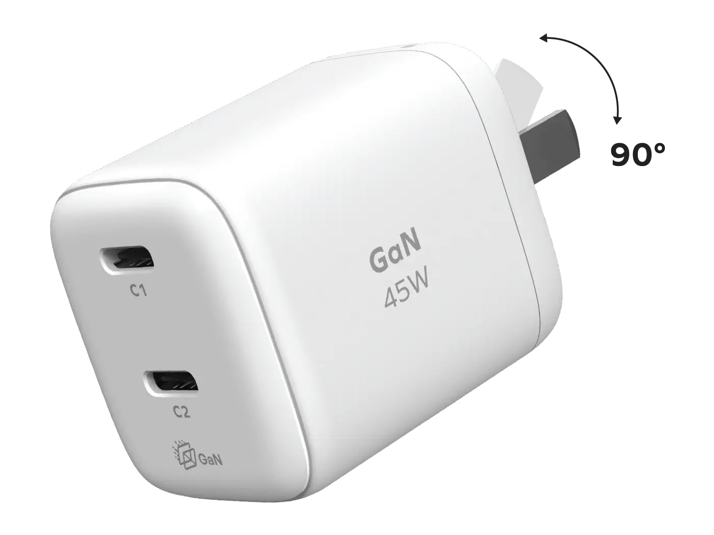 MOMAX - 1-Charge 45W 2-Port GaN Charger White US Plug Wall Chargers