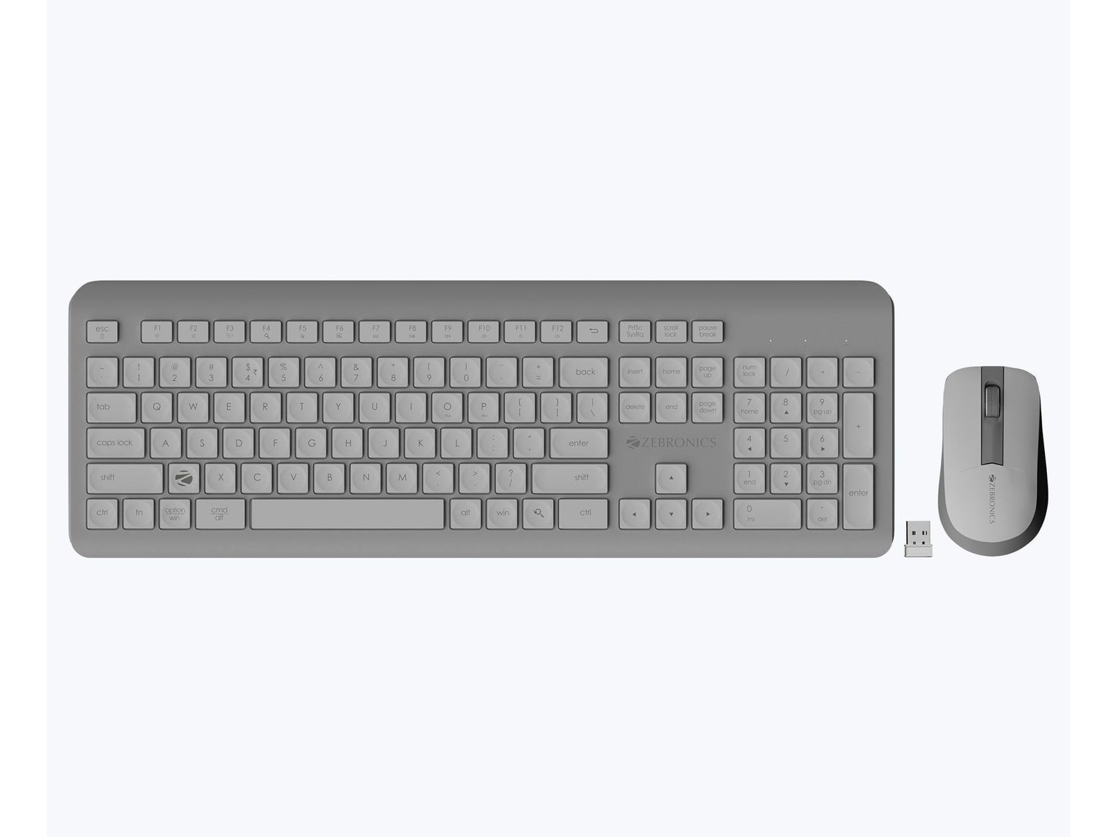 Zebronics - Zeb Companion 203 Combo Wireless Keyboards - White Grey