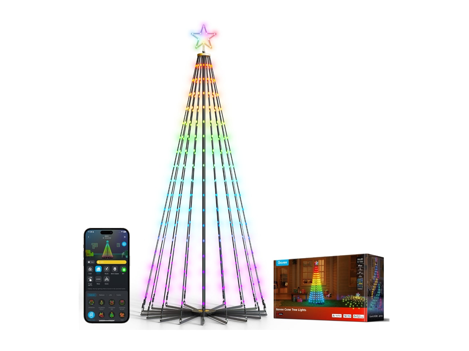 Govee - Cone Tree Lights 6.1ft Smart Lighting