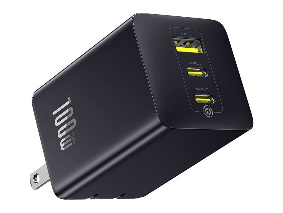 Baseus - EnerFill FE11 3-Port USB-C Fast Charger 100W Black Wall Chargers