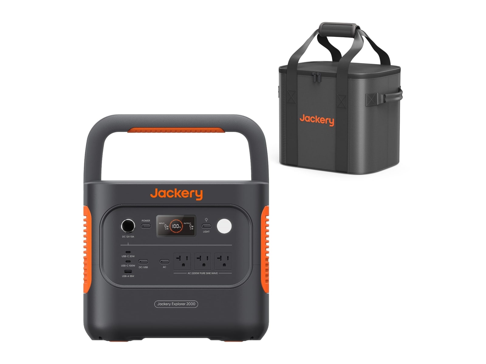 Jackery - Explorer 2000 v2 + Carry Bag 2042Wh Portable Power Stations - Black