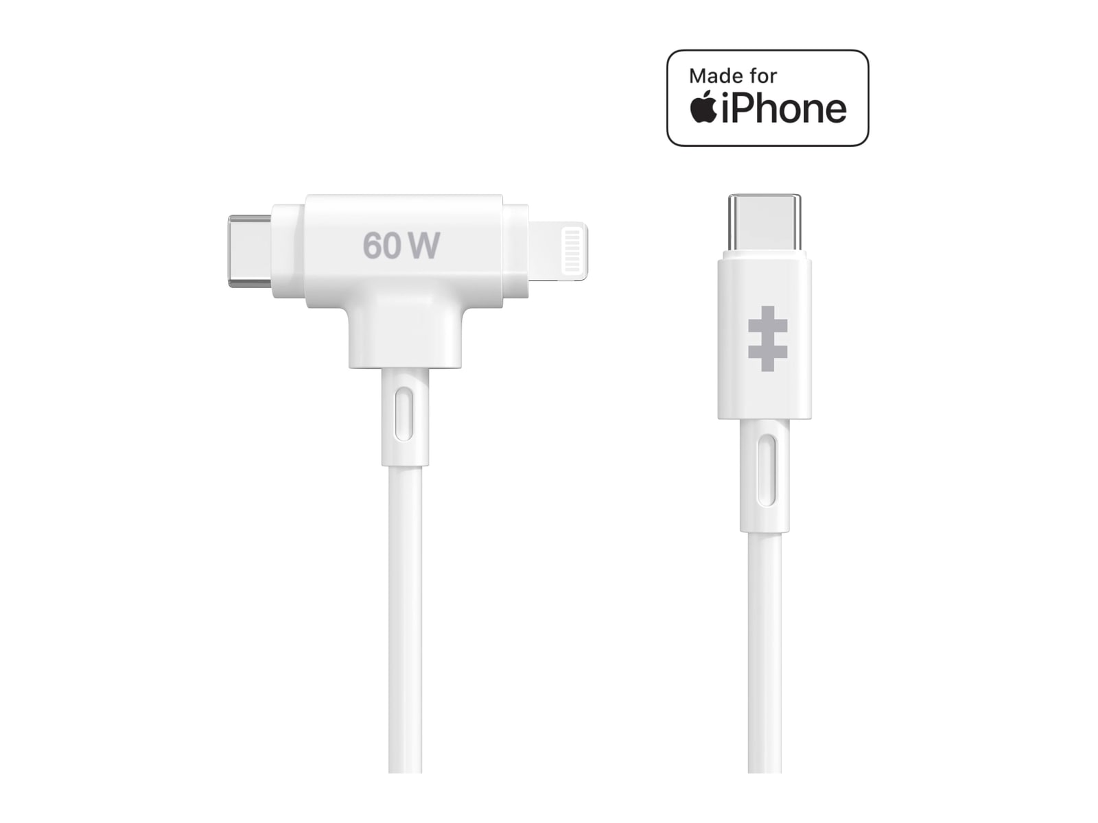Hyper - HyperJuice USB-C and Lightning Hybrid Silicone Cable (1.5m/5ft) White USB-C Cables