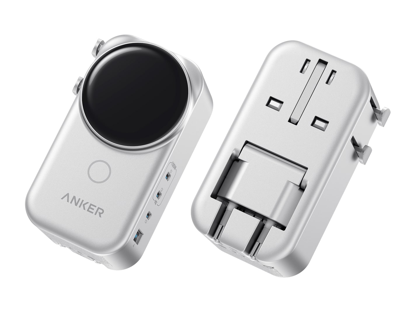 Anker - Universal Charger (4-in-1, 100W, Smart Display) Starlight Silver Wall Chargers