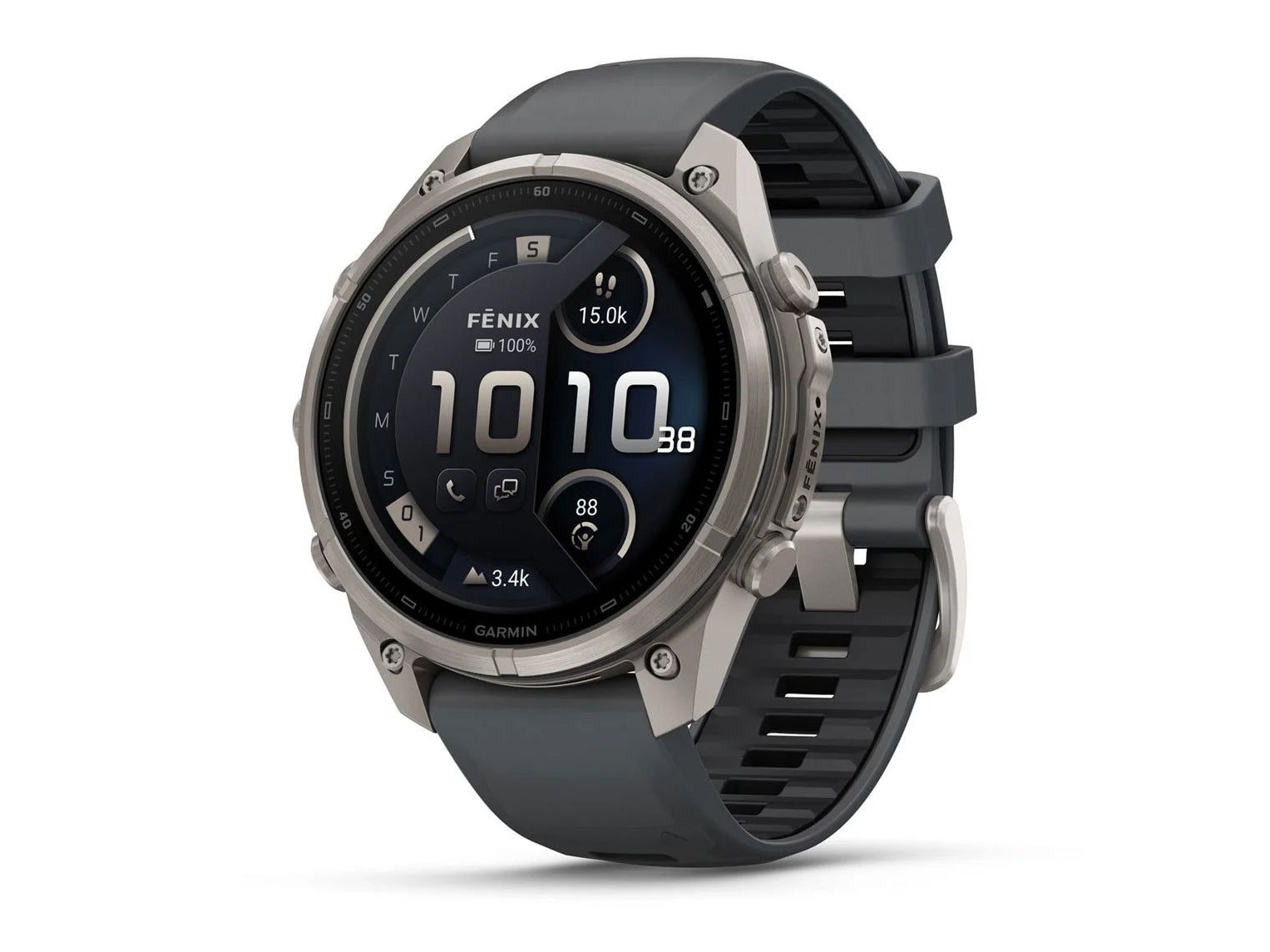 Garmin - fenix 9 Pro 47mm AMOLED GPS (Titanium, Graphite/Black) Smart Watches - Black