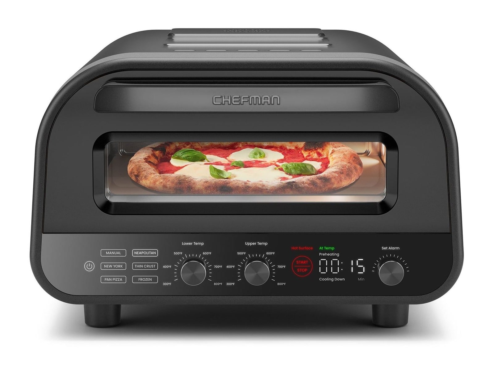 Chefman - High-Heat Indoor Electric Pizza Oven 800 degF Black Toasters & Ovens